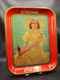 Antique Vintage Coca Cola 1938 Girl Advertising Serving Tray