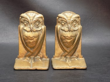 Vintage cast iron owl bookends