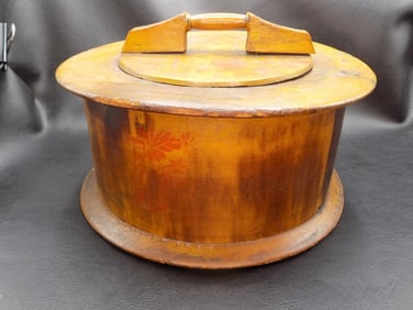 1800’s floral decorated mustard painted storage box.