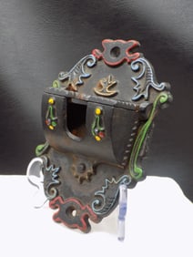 Cast iron match safe marked Wilton.