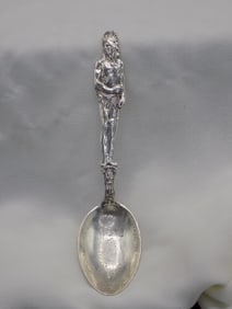 Vintage ornate sterling silver spoon with Native American Indian