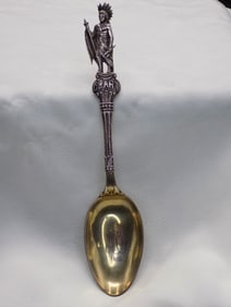 Vintage ornate sterling silver spoon with Native American Indian