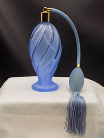 Vintage blue swirl art glass perfume bottle