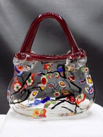 Lovely millefiori Venetian Murano midcentury modern art glass purse