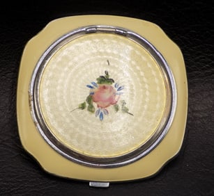 Exquisite antique Guilloche enamel decorated compact.
