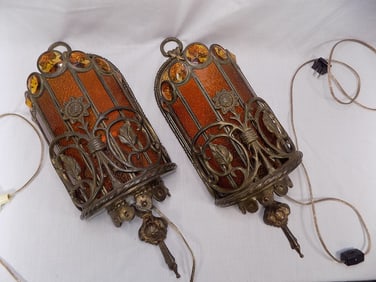 Pair of ornate vintage wall lamps or sconces