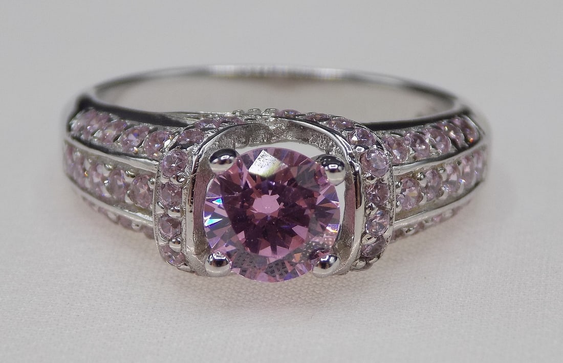 Beautiful 2 cwt pink topaz sterling silver ring (1 of 6)