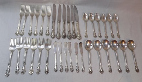 Alvin Chateau Rose sterling silver 36 piece flatware set