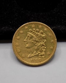 1836 block eight 2 ½ dollar gold coin.