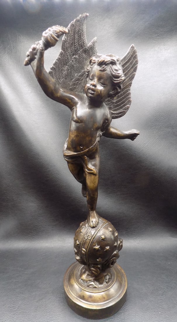 Splendid vintage bronze angel figure of Eros The Roman God of Love (1 of 9)
