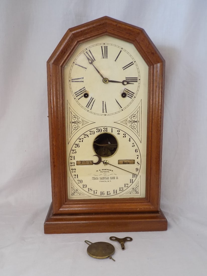 Antique Ithaca double dial calendar clock. 1880’s. (1 of 10)