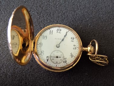 Antique Elgin 14k gold assay with diamond pocket watch