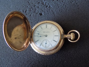 Antique Hampden marked 14k multi color gold  pocket watch