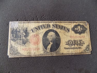 1917 legal tender $1.00 bill. Horse blanket United States large note.
