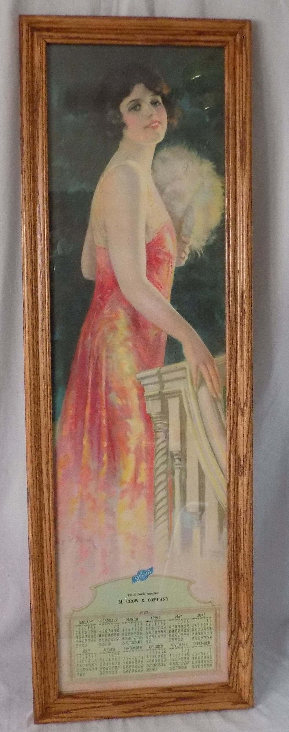 Lovely 1923 yard long advertising calendar with beautiful Art Deco lady (1 of 9)