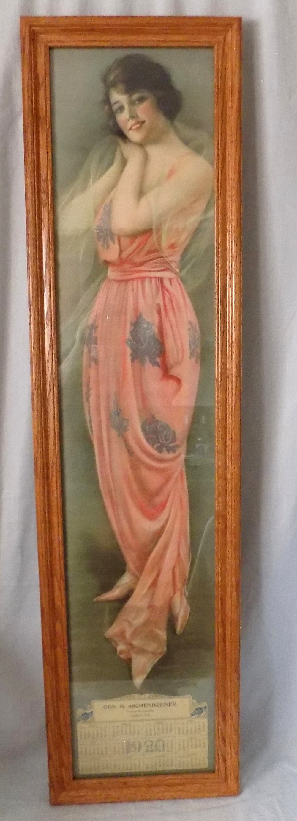 Lovely 1920 yard long advertising calendar with beautiful Art Deco lady. (1 of 10)