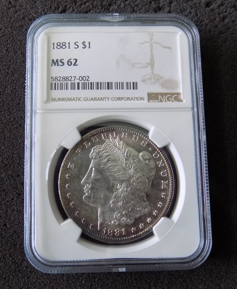 Uncirculated 1881 S MS62 Graded Morgan silver dollar by NGC (1 of 3)