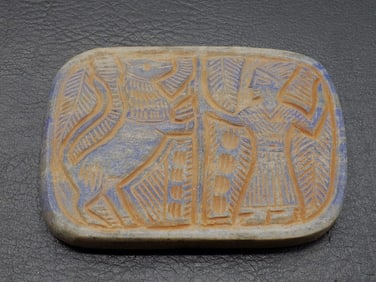 Large Ancient Near Eastern Sassanian Lapis Lazuli Stone Tile Tablet C. 224 AD