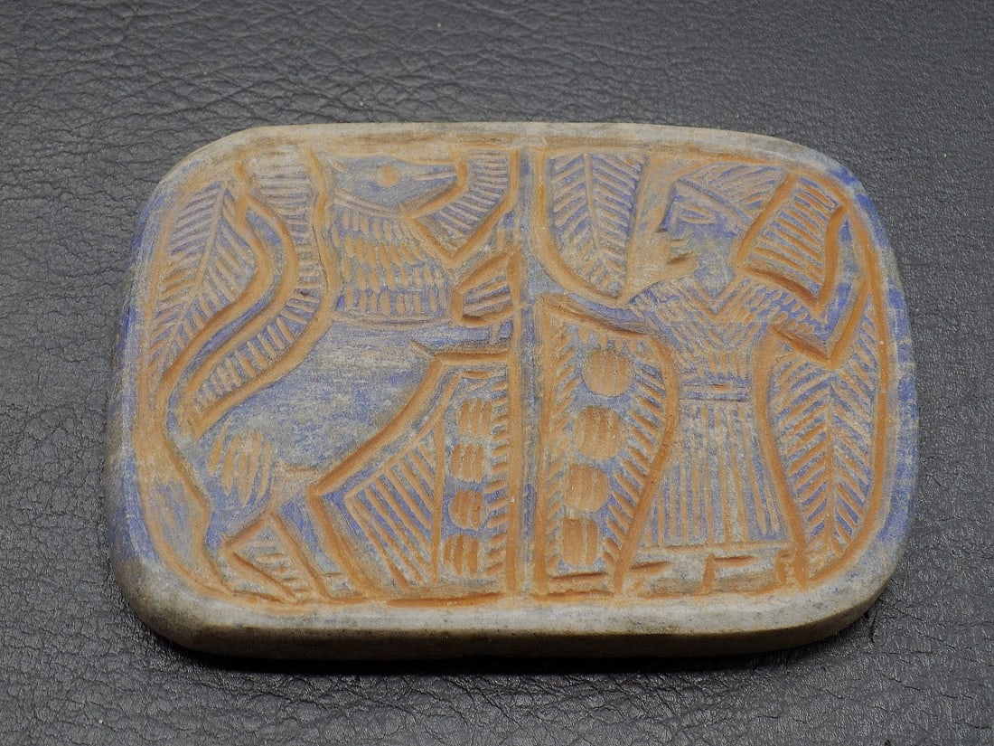 Large Ancient Near Eastern Sassanian Lapis Lazuli Stone Tile Tablet C. 224 AD (1 of 6)