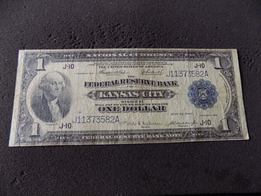 1918 $1.00 Federal Reserve Bank of Kansas City Missouri horse blanket bill
