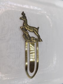 Neat vintage brass book page marker with deer.