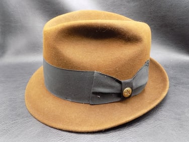 Midcentury fedora beaver mans hat.