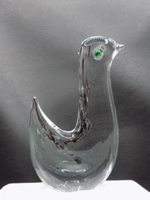 Vintage Murano internal decorated art glass bird.