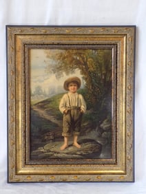 Antique artist signed picture of girl by George Cochoran Lamdin