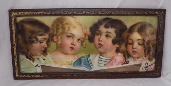 Great vintage colored picture of girls singing. Beautiful colors