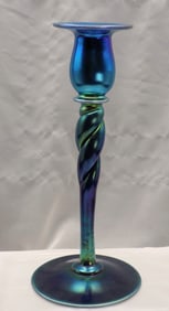 Beautiful vintage signed Steuben Aurene art glass candlestick