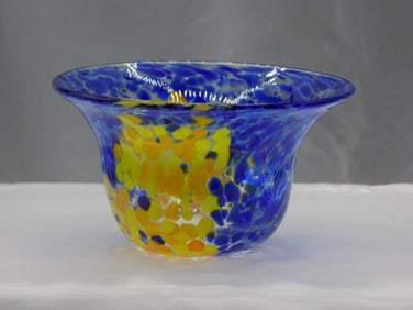 Colorful mid century modern art glass bowl