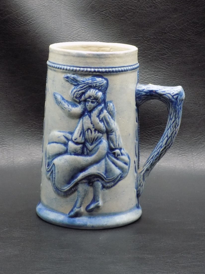 Antique blue and white stoneware mug by Robinson Clay Products Akron Ohio (1 of 7)