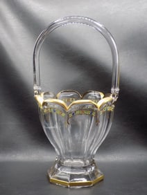 Large elegant signed Heisey glass basket