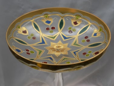Art Deco decorated art glass compote