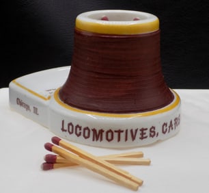 Vintage advertising Locomotive Cars and Rails Railway Equipment Chicago Illinois match holder