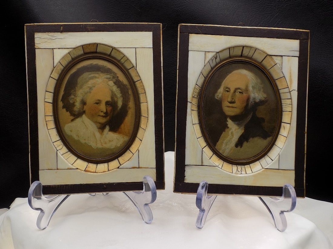 Great pair of hand colored George and Martha Washington portraits: Great pair of hand colored George and Martha Washington portraits. Made in 1800s. Beautiful colors. Great quality and detail. In very good original condition. No shipping outside of United States. 5 3