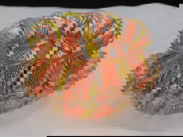 Vintage Murano latticino and ribbon art glass bowl