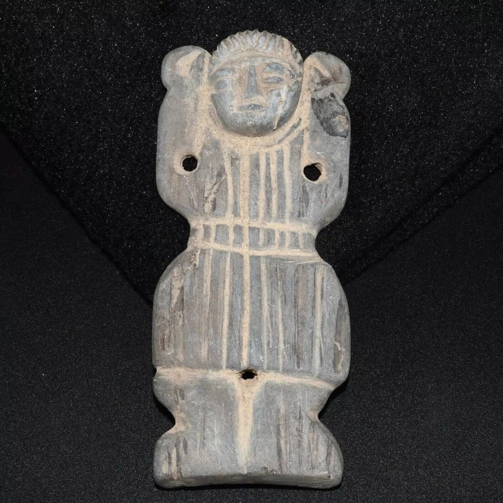 Ancient stone Bactrian amulet depicting idol figure (1 of 4)