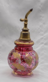 Antique beautiful decorated Moser art glass perfume bottle