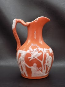 Vintage Pate Sur Pate porcelain pitcher 1800s