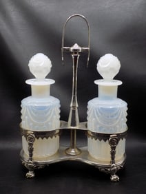 Elegant antique French art glass cologne set