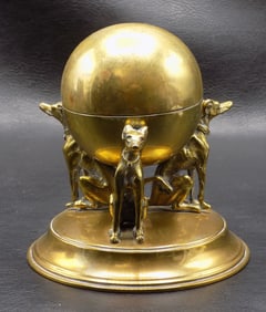 Unusual antique inkwell with dogs