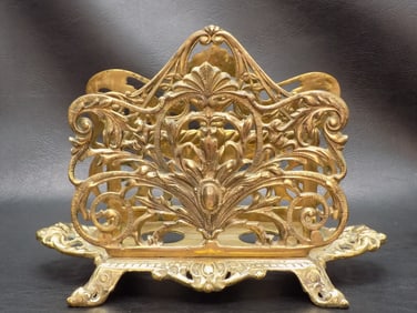 Elaborate antique Bradley and Hubbard brass letter or napkin holder