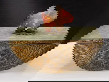 Antique ornate carved jade ink blotter