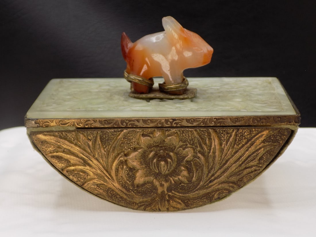 Antique ornate carved jade ink blotter (1 of 5)