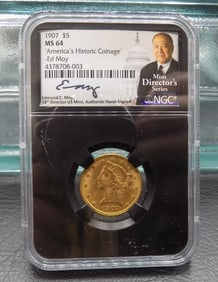 Uncirculated 1907 $5 gold coin Graded MS 64 NGC