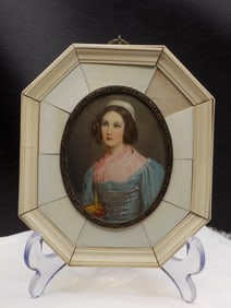Antique miniature oil painting, artist signed