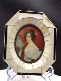 Antique miniature oil painting, artist signed.