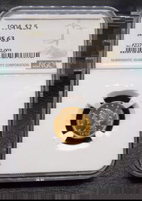 Uncirculated 1904 $2 1/2 gold coin Graded MS 63 NGC.