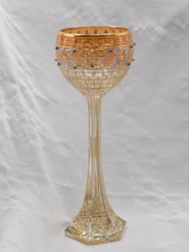 Exceptional decorated antique Moser art glass wine glass